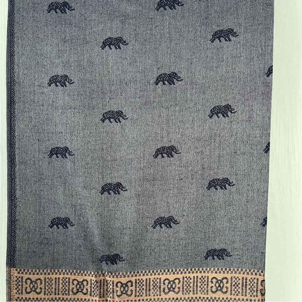 Pashmina‎ 100% Cashmere Purple/taupe Scarf Shawl Wrap with elephants